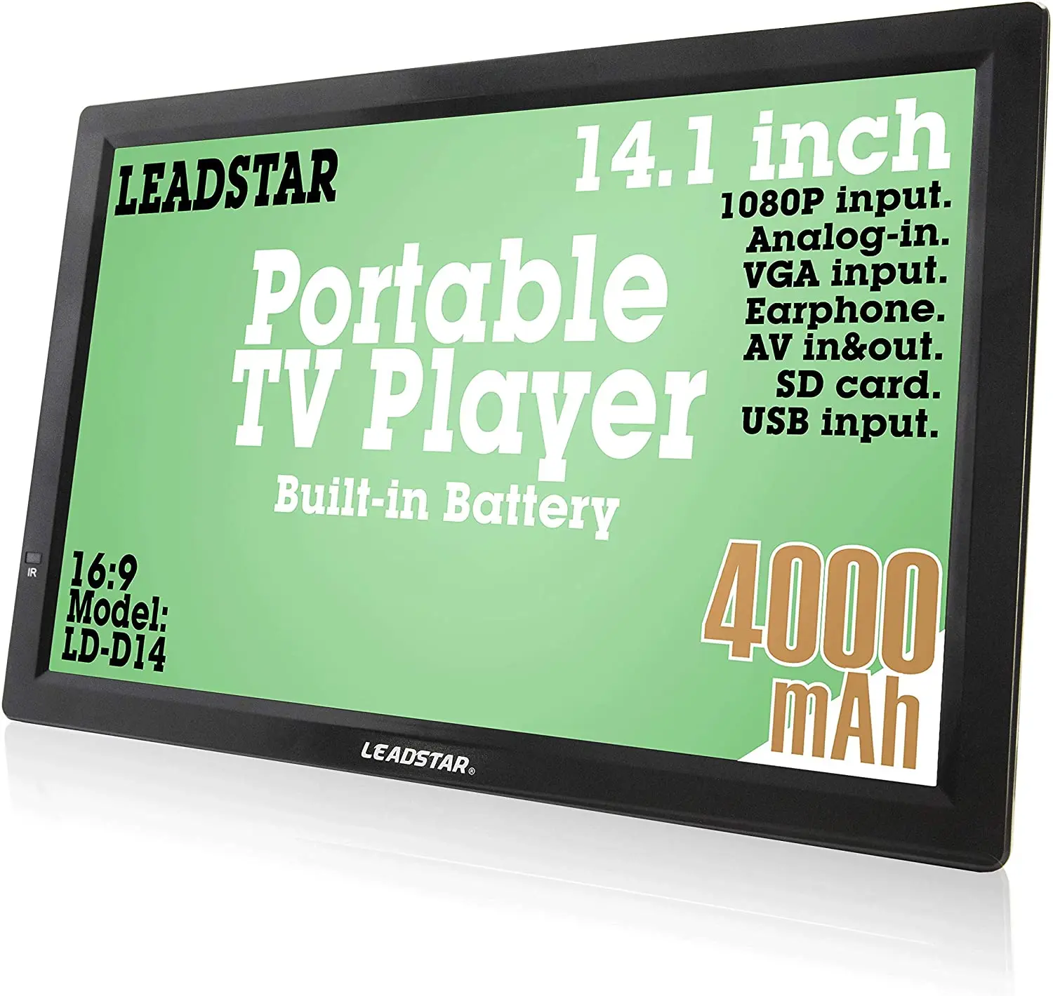 Портативный телевизор LEADSTAR 14 дюймов HD цифровой аналоговый поддержка MP4 AC3 HDin