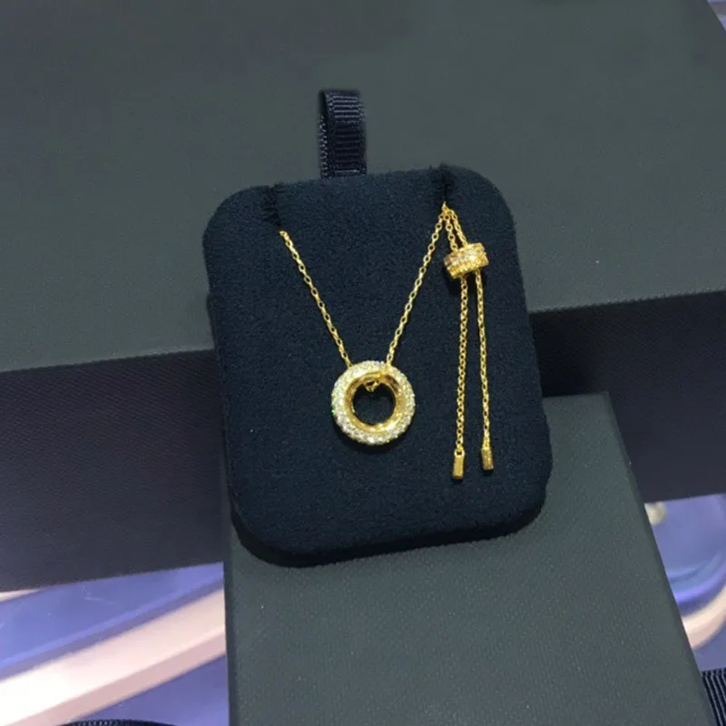 UMGODLY Luxury Brand Copper Black Hoop Pendants Adjustable Round Necklace Micro Cubic Zirconia Women Fashion Jewelry | Украшения и