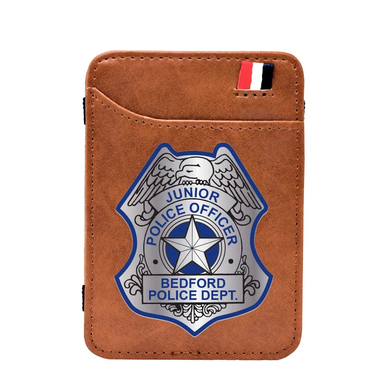 

Classic Fashion Police Dept. Leather Magic Wallets Vintage Men Women Short Mini Money Clips Purse Card Holder