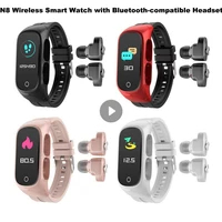 n8 smart watch 2 in1 multifunctional wireless tws bluetooth compatible earphone bracelet fitness tracker wristband earphone