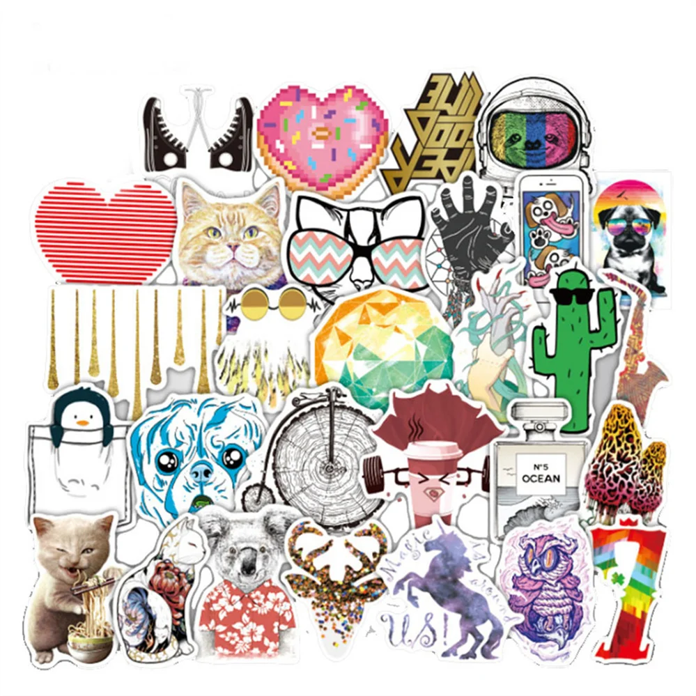 

10/30/50 PCS Fashion Cartoon Personality Mobile Phone Case Graffiti Diary Motorcycle Decorative Waterproof Stickers Wholesale