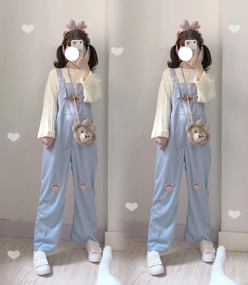 Женский вельветовый комбинезон на бретельках с милыми обезьянами прямые брюки
