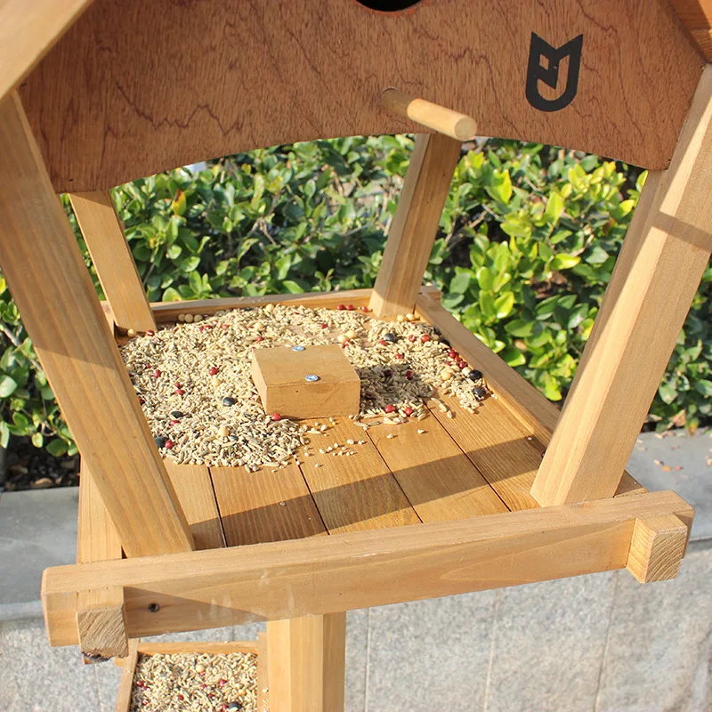Твердая древесина открытый кормушка для птиц голубь Воробей контейнер еды
