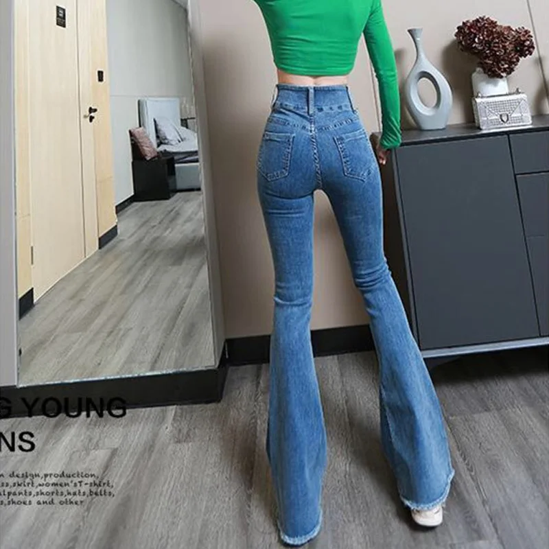 

Pantalones vaqueros de cintura alta para Mujer,W25 Jeans Vintage elsticos, pitillo, de pierna ancha, de talla grande