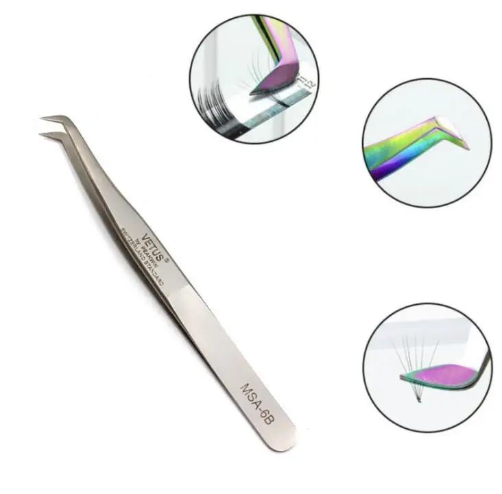 

50pcs MSA-6B Eyelash Tweezer 3D/6D Volume Eyelash Extension blooming tweezers SN1458