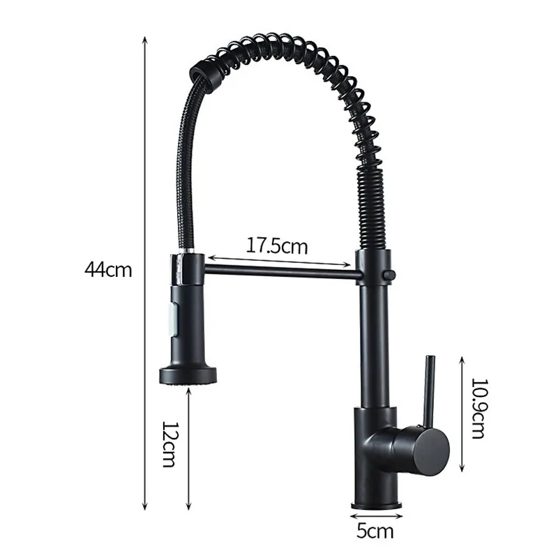 

Kitchen Faucet Deck Mounted Mixer Tap Pull Down Sprayer Single Handle Spring Hot Cold Water Bathroom Kitchen Crane Matte Black