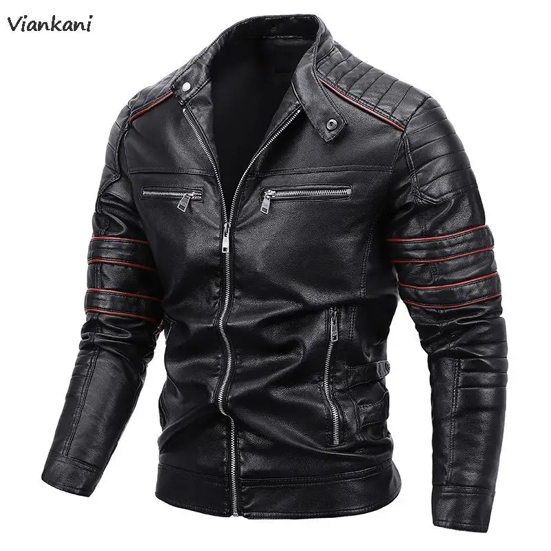 

Mens Motorcycle Jacket Autumn Winter Men Faux PU Leather Jackets Casual Biker Coat Zipper Fleece Overcoat Male Windproof Clothes