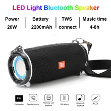Portable Speaker Wireless Bluetooth Speakers Bluetooth Powerful High BoomBox Outdoor Bass Subwoofer HIFI FM Radio With LED Light