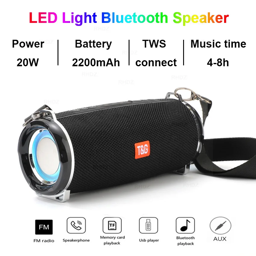 Портативная беспроводная Bluetooth колонка мощный бумбокс с поддержкой сабвуфер