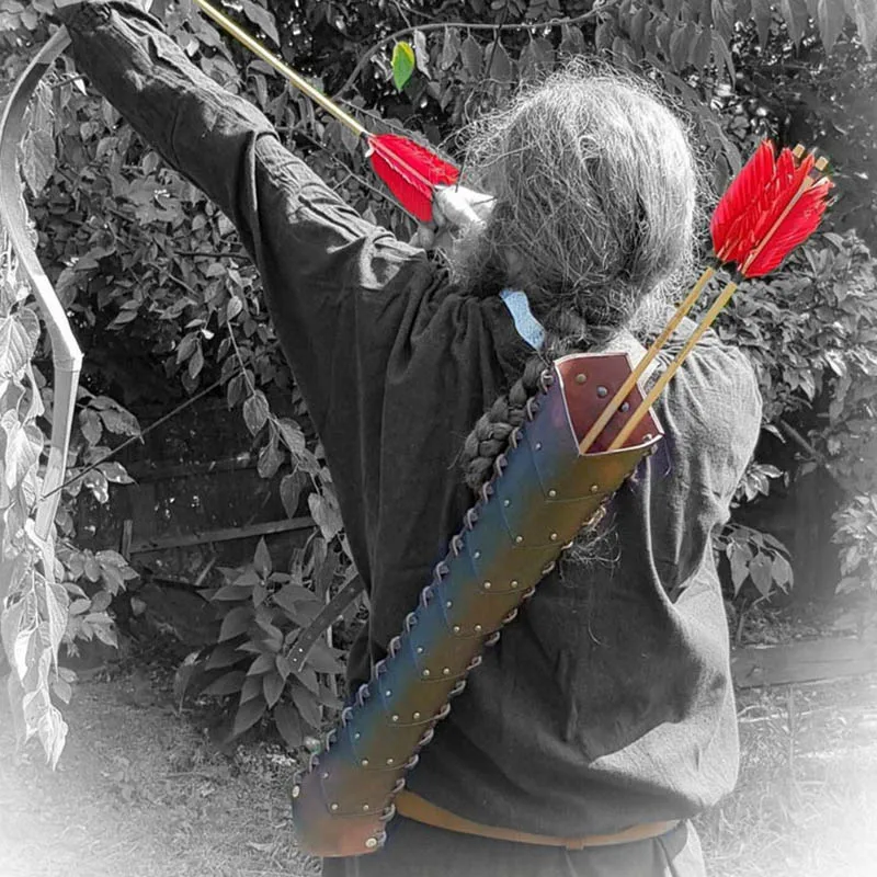 Средневековая Сумка-держатель для стрел из лука в стиле стимпанк кожаная задняя