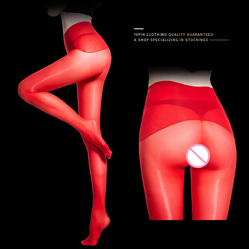 Сексуальные блестящие чулки Wetlook Pantihose формирующие форму прозрачные нейлоновые
