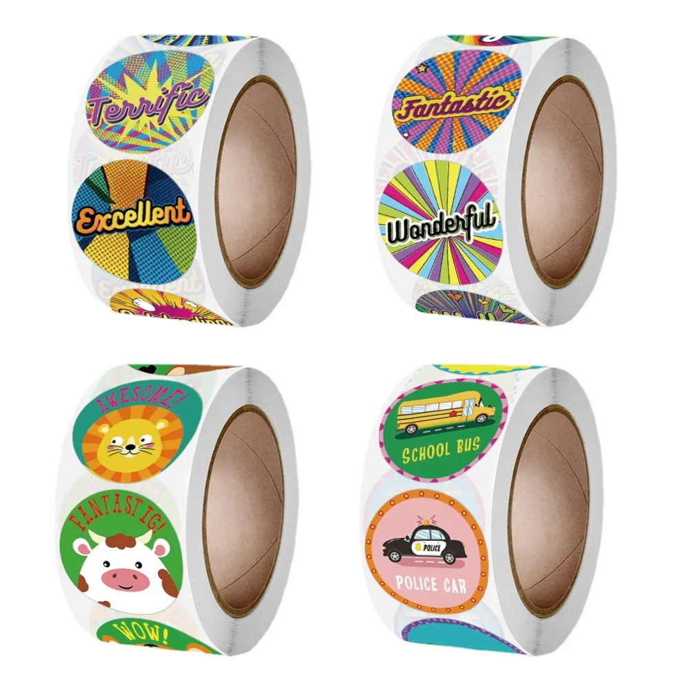 

100pcs pack wholesale teachers reward students stickers English cartoon pattern fun encouragement labels stationery stickers