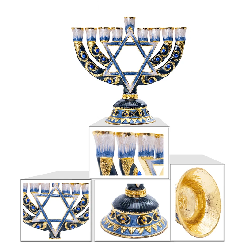 H &amp D 9 ветка Маген Давид Менора ручная роспись подсвечник коллекция для Hanukkah Shabbat