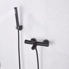 Набор термостатических смесителей для душа, черный латунный кран с двойным управлением, аксессуары для ванной комнаты, для ванны, для холодной и горячей воды