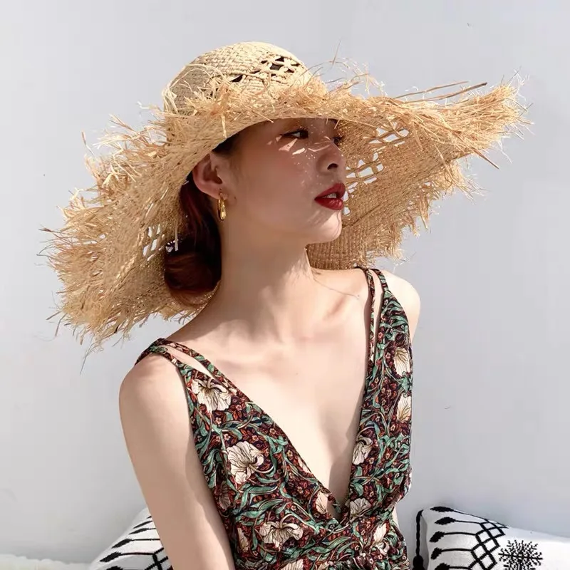 Модная женская пляжная шляпа ручной работы Raffia летняя Солнцезащитная 11 см с