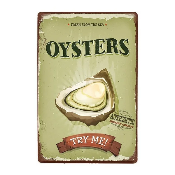 

Свежий из моря Oysters, металлический жестяной знак 8x12 дюймов, ретро, домашний декор для кухни, ресторана