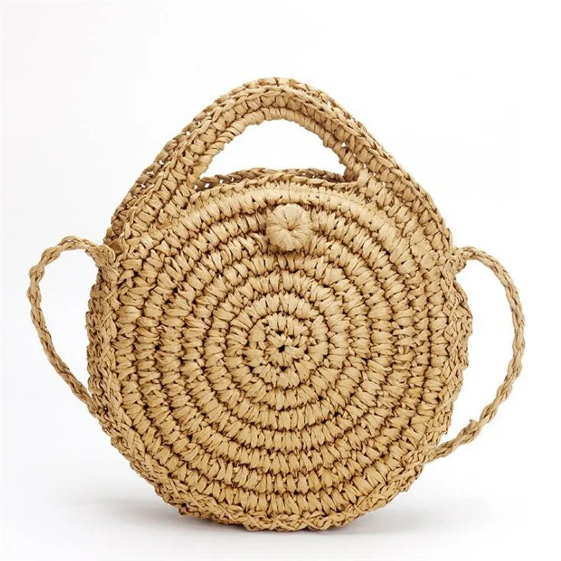 

Rattan Designer Straw Bags for Women Summer Beach Bohemian Round Crossbody Bag Small Laides Purses Handbags Vacation Carry-ons