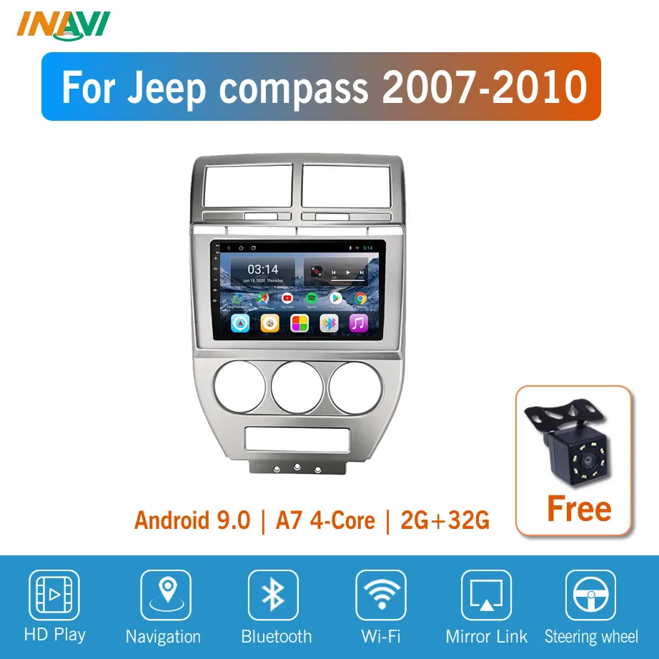 

Автомобильный GPS-навигатор для JEEP Compass Patriot 2007-2009, Android 10