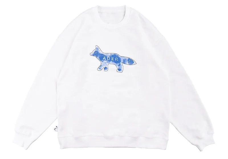 

Adererror 2021 Blue Horse Print Pullove Oversized Hip-hop High Street Sweatshirt Men Women Couple Fleece Crewneck Men