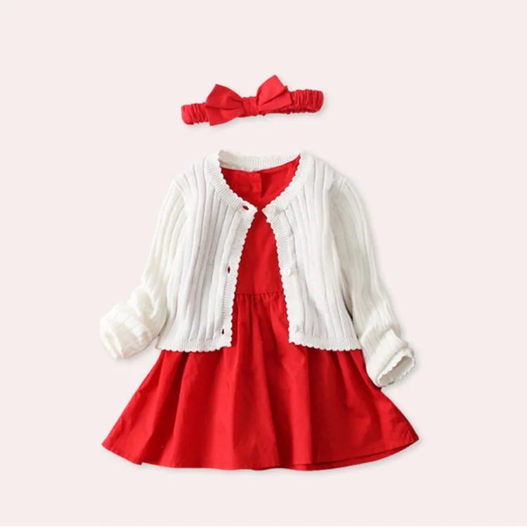 

0-24M Cute Girls Baby Dress+headband+underpants Three-piece Dresses Children's 100-day Birthday Dress Party Princess Costumes