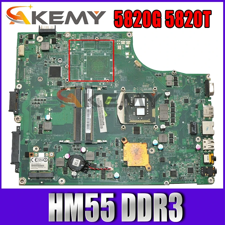 

AKEMY Laptop Motherboard FOR ACER Aspire 5820G 5820T 5820TZG MBPTG06001 DAZR7BMB8E0 31ZR7MB0000 HM55 DDR3
