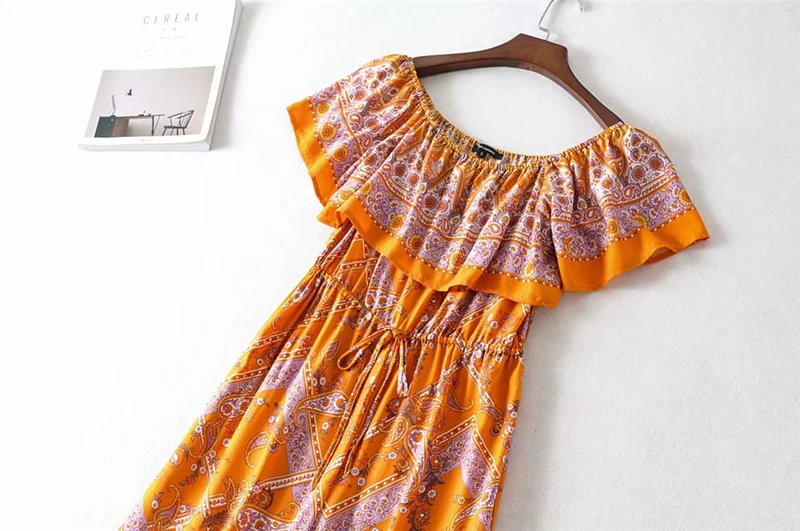 Винтажные шикарные женские оранжевые Боди без рукавов с цветочным принтом в