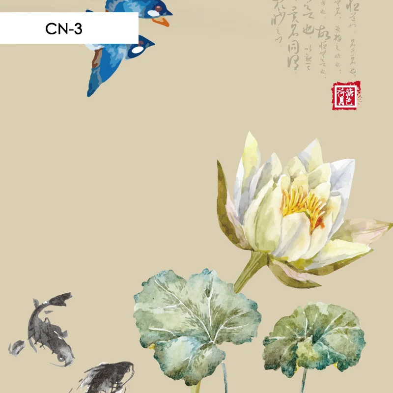 CN-3 Chinese classical style Roller blinds Lotus flowers Birds Printing Blackout and daylight Window Blinds shades Bedroom balcony - Цвет: CN-3