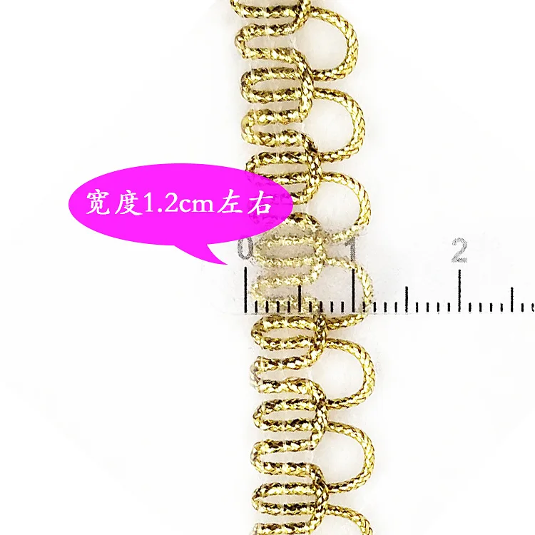 1 м Высококачественная новейшая кружевная ткань аппликация золотистая