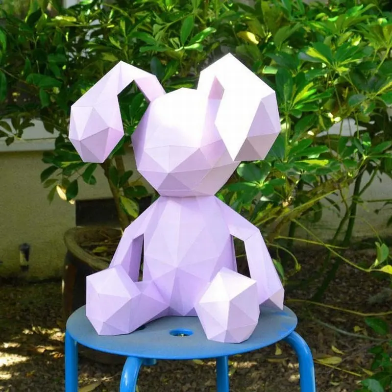 3D пазл кролик животное бумажная модель настенная Художественная Скульптура