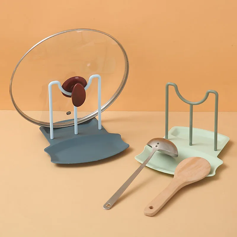 Kitchen Organizer Pot Lid Storage Rack Shelf Countertop Punch-free Spoons Pad Bracket Home Shelves Accessories Tools | Дом и сад