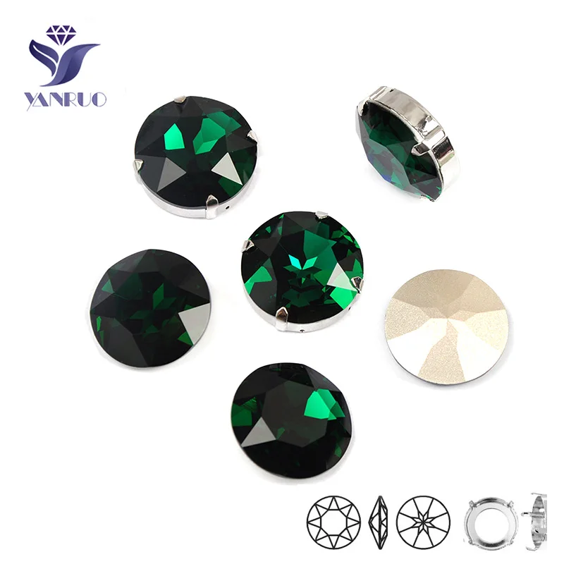 YANRUO 1201 круглые изумрудные камни 27 мм для шитья драгоценные рукоделия стеклянные
