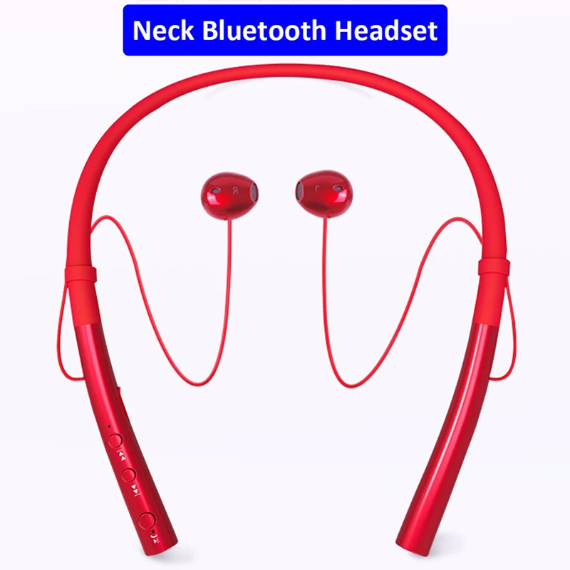 

Wireless Bluetooth Earphone Neckband Headphones Stereo Earbuds Headset Waterproof and Sweatproof for Outdoor Sports Build-In Mic