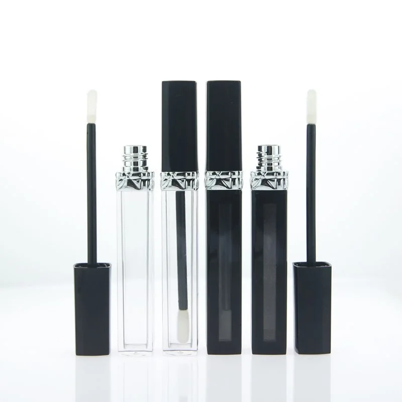 5ML Empty Lip Gloss Tubes Square Black Clear Cosmetic Container Lipgloss Packaging with Wands 10pcs 30pcs 50pcs | Красота и здоровье