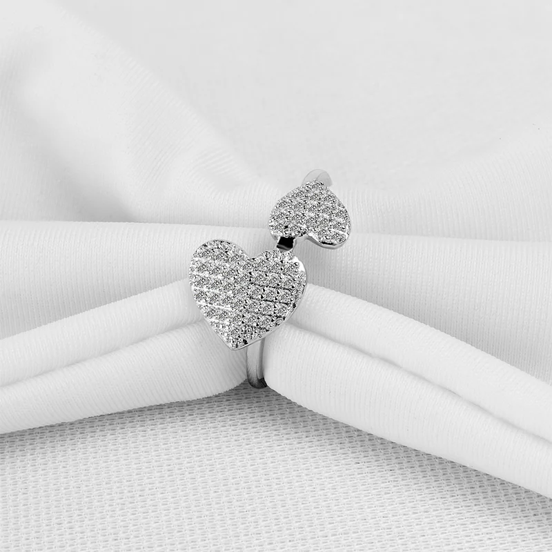 

ANZIW Women Real 925 Sterling Silver Ring Heart Shape Love Promise Ring Bridal Wedding Jewelry Engagement Wedding Anniversary