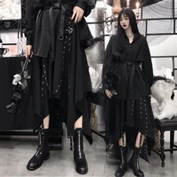 japanese women dresses summer gothic blackharajuku style long fashion soft irregular skirt cool girls sexy streetwear