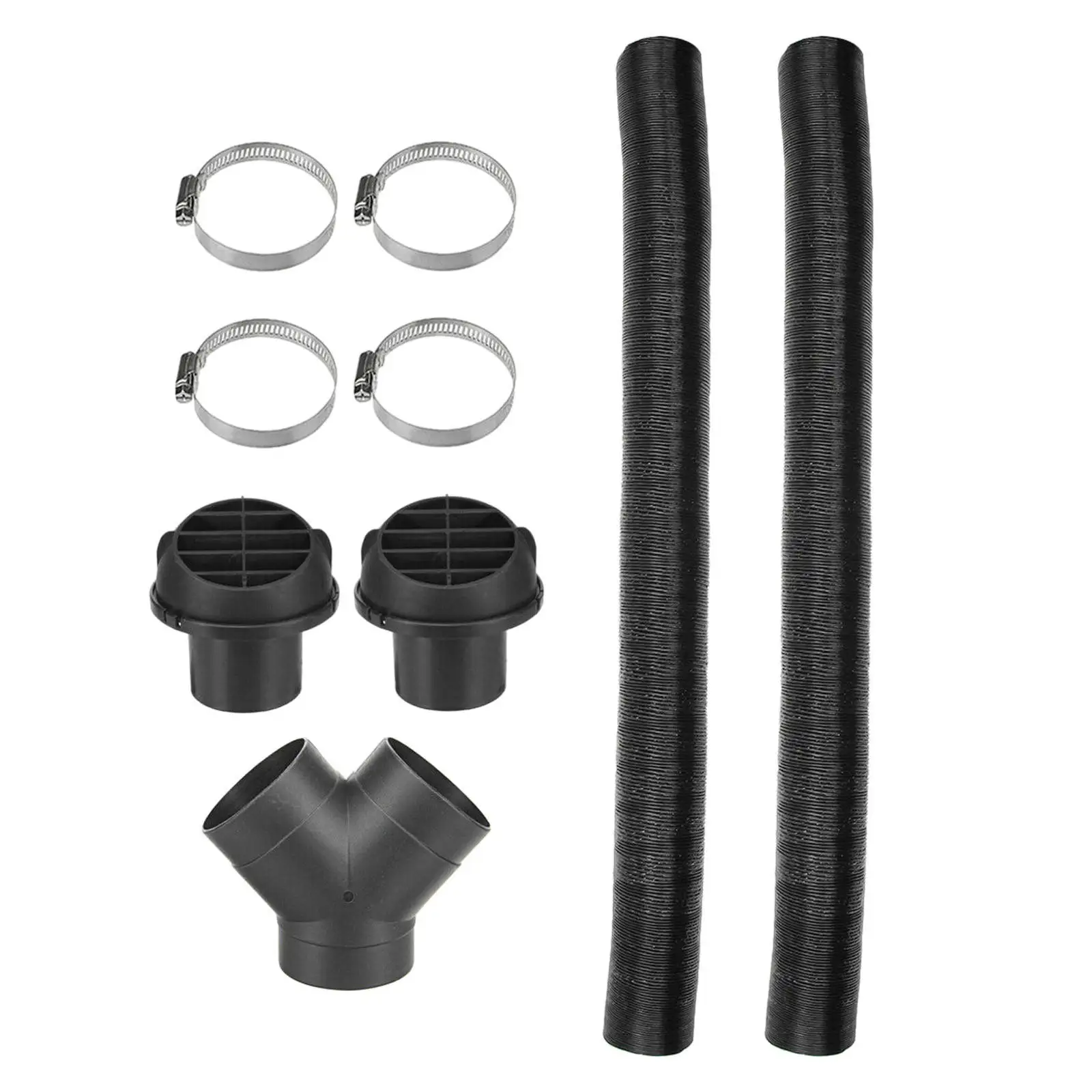 75mm Car Heater Pipe Duct + Car Heater Air Outlet+ Ducting Y Branch + Hose Clip for Parking Heater Replacement