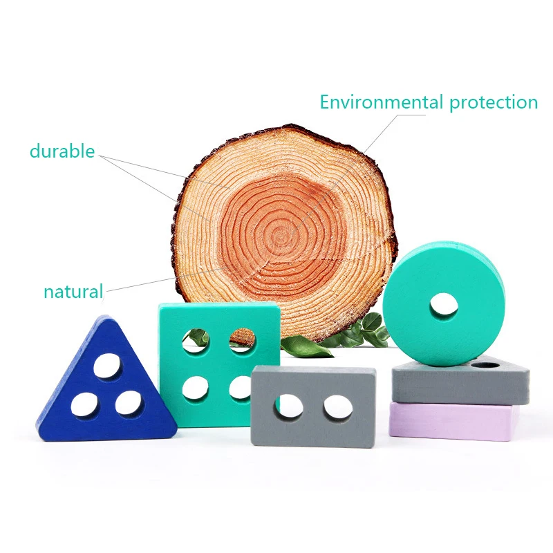 

Montessori Toy Wooden Building Blocks Early Learning Educational Toys Color Shape Match Kids Puzzle Toys For Children Boys Girls