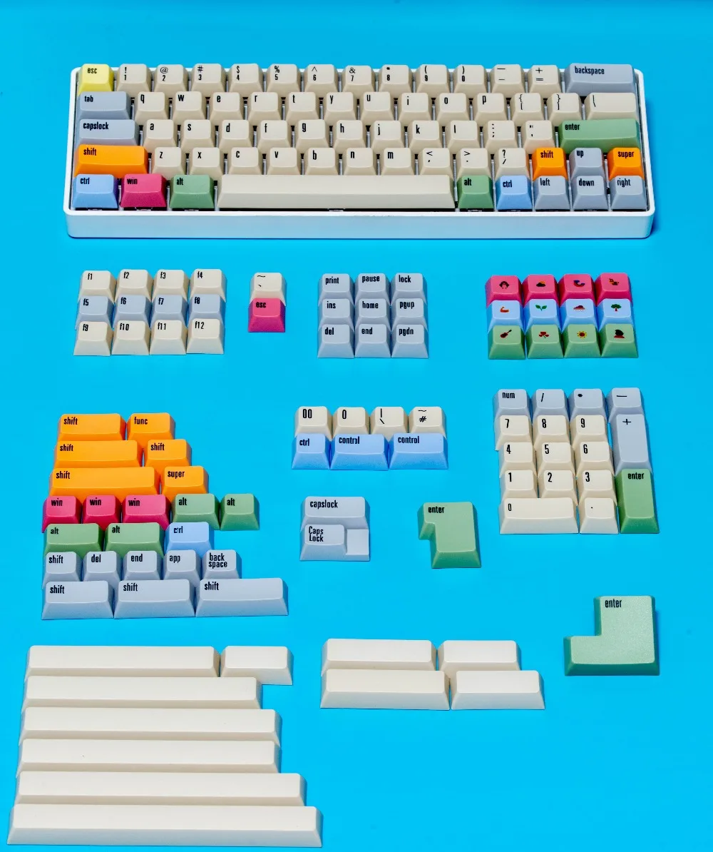 PBT SA Keycaps XDAS высоко сублимационный холст большой полный набор ключей 108