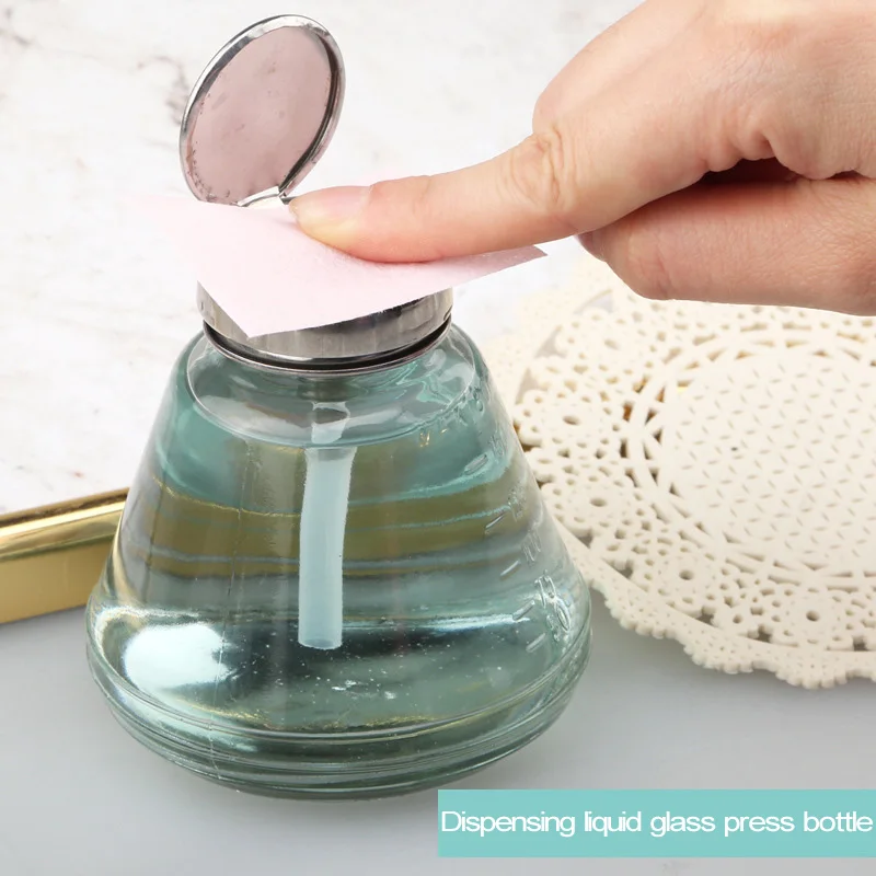 ANGNYA 220ML Nail Glass Bottle Anti-corrosion Empty Pumping Dispenser Container Polish UV Gel Remover Alcohol Press Tools | Красота и