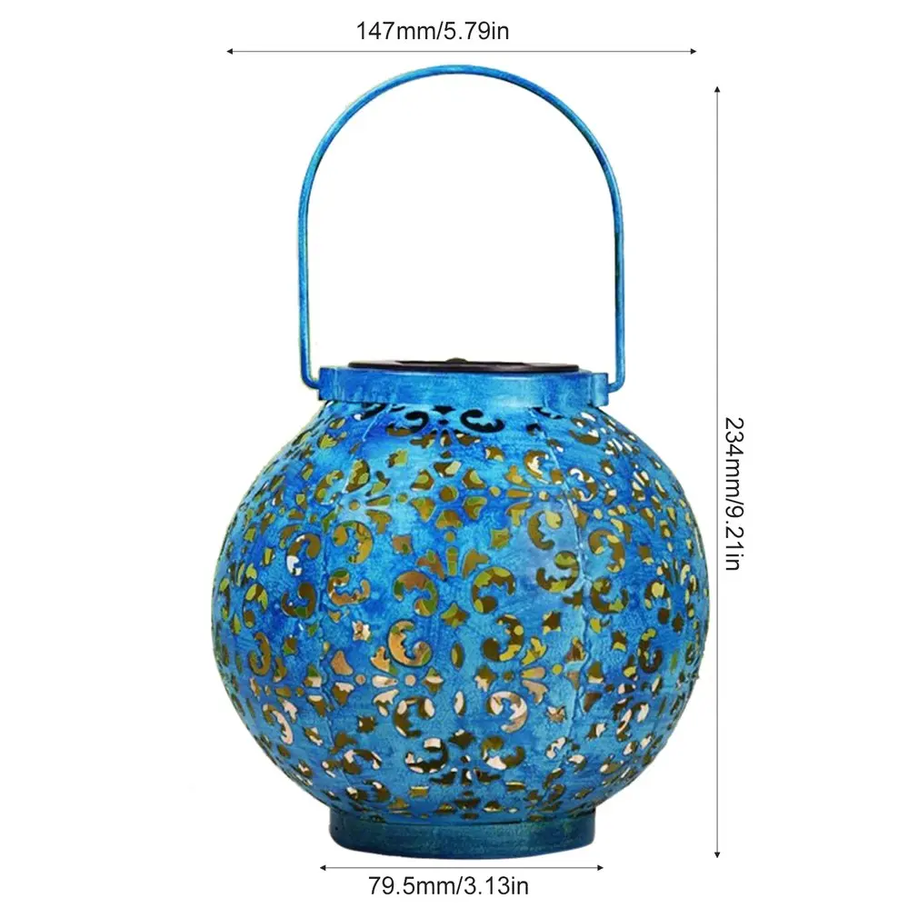 

Hanging Solar Lanterns Retro Hollow Solar Lights with Handle Outdoor Solar Garden Lights Decor for Yard Tree Fence Patio Bronze
