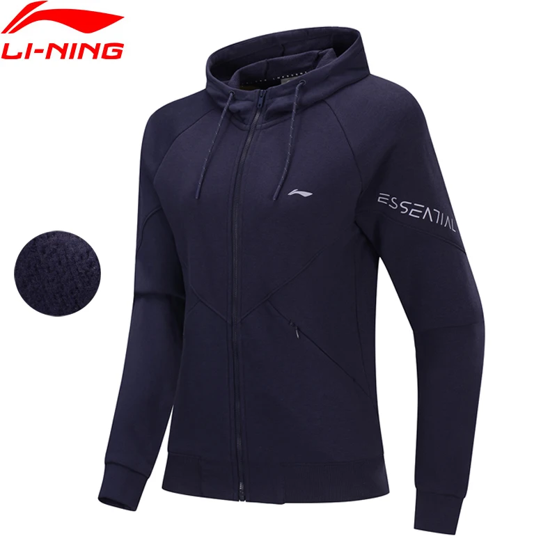 Li Ning Женская Спортивная толстовка флисовая теплая 78% хлопок 22% полиэстер обычная