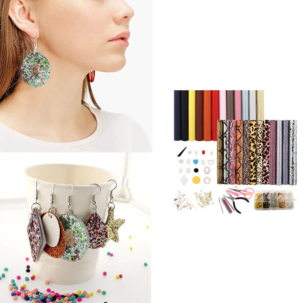 24 Piece Leather Earring Making Kit Decoration Earrings Handmade Finding for Sewing Women Girls | Украшения и аксессуары