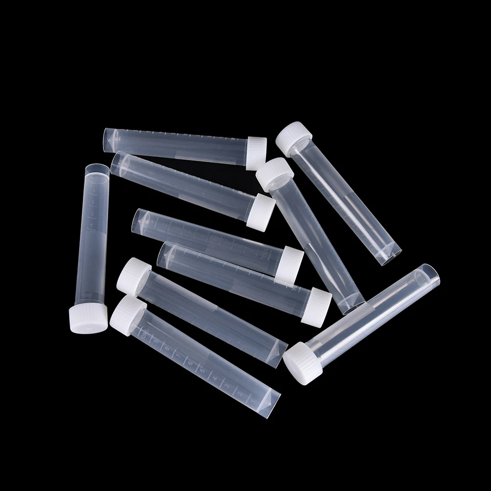 

10pcsX 10ml Frozen Test Tubes Lab Plastic Vial Seal Cap Container for Laboratory School Educational Suppy