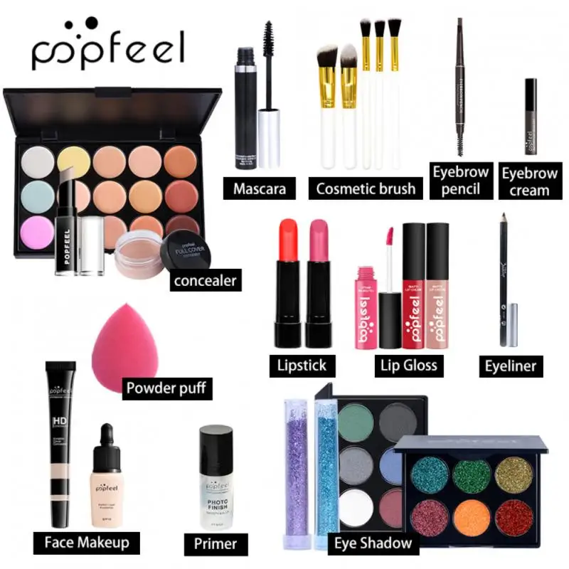 

POPFEEL Makeup Sets Make Up Glitter Eye Shadow Lipstick Cosmetic Kit Gift Beauty Cosmetic TSLM1