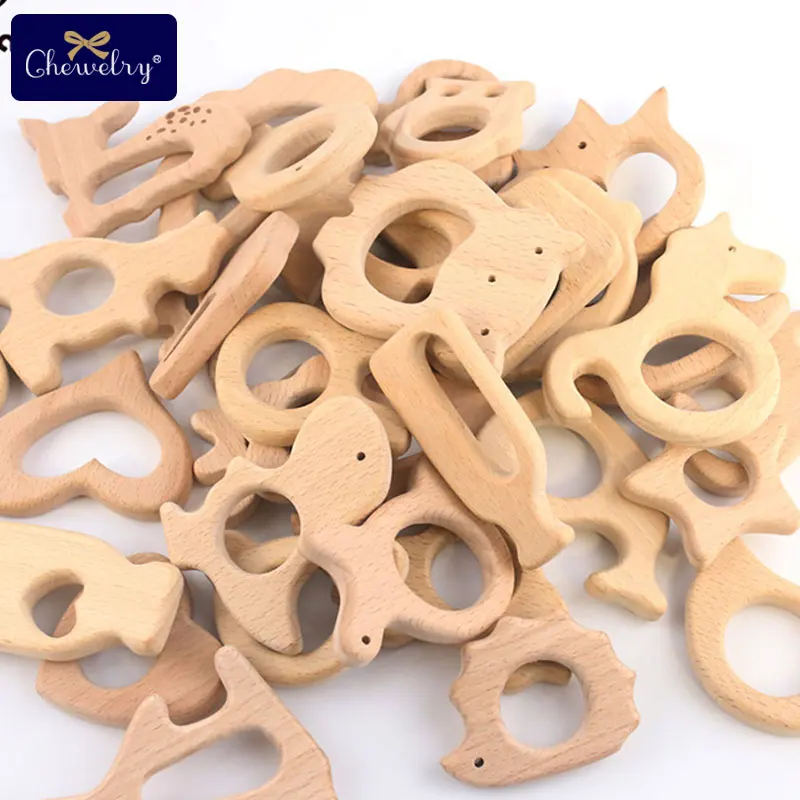 

Let's Make 10PC Beech Wooden Teether Unicorn Bird Rodent Wood Pendant Baby Teething For Diy Pacifier Pendant Baby Products Toys