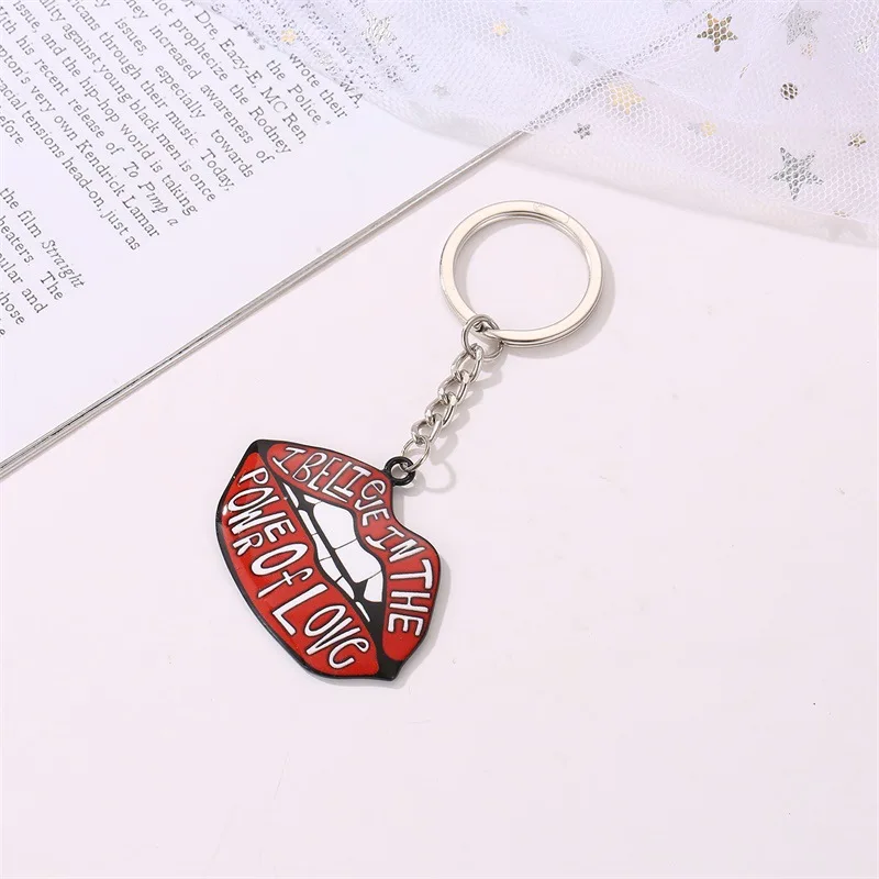 Trendy Letter Red Lip Keychain Women Men Statement Metal Mouth Key Ring Couple Chain Bag Accessory Gifts Creative Jewelry | Украшения и
