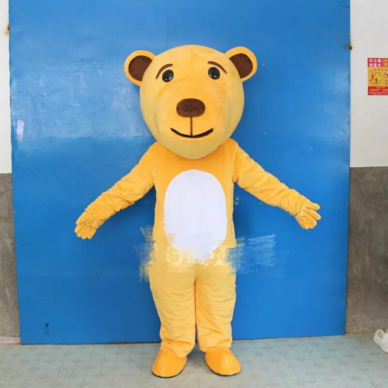 

Animal Yellow Bear Mascot Costume Suit Adult Dress Halloween Party Cosplay Game