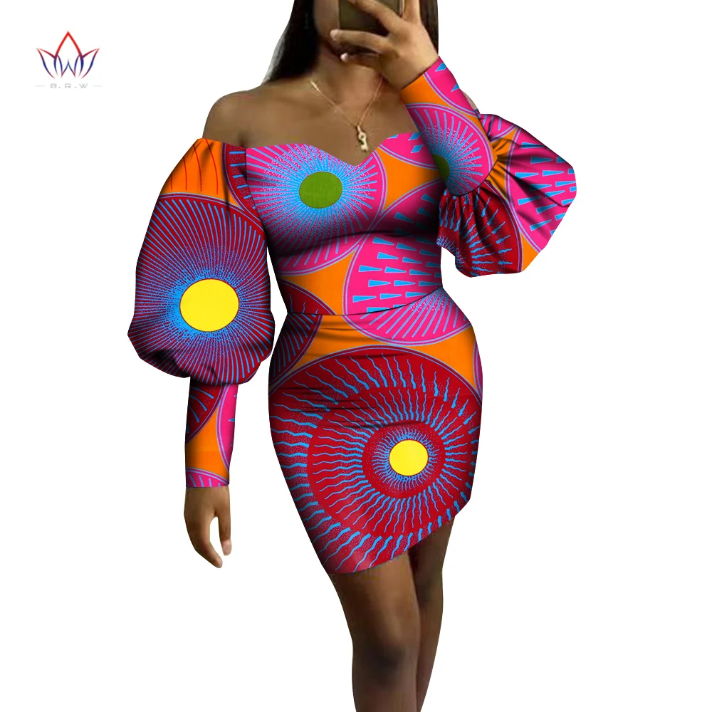 

Bintarealwax African Dresses for Women Dashiki Plus Size Cotton African Print Clothing Plus Size Ball Gown Clothes WY9401