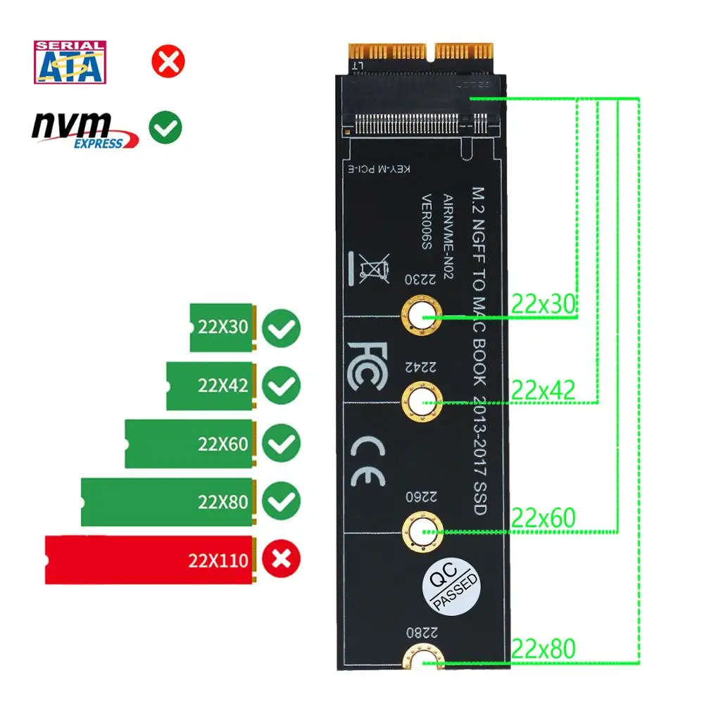 

M.2 NVME SSD Convert Adapter Card for Upgrade MacBook Air (2013-2017)