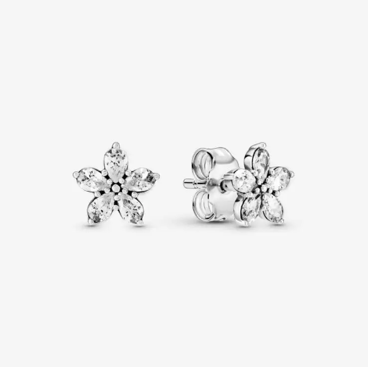 

Серьги pandora со сверкающими снежинками для женщин, серебро 925 пробы, модные ювелирные украшения, серьги с прозрачным кубическим цирконием
